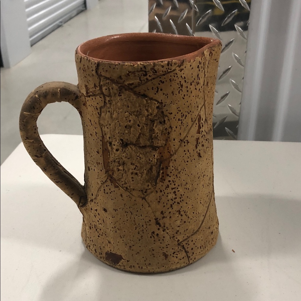 Rustic Cork Covered Glass Pitcher - Tan Exterior, Terracotta Interior color